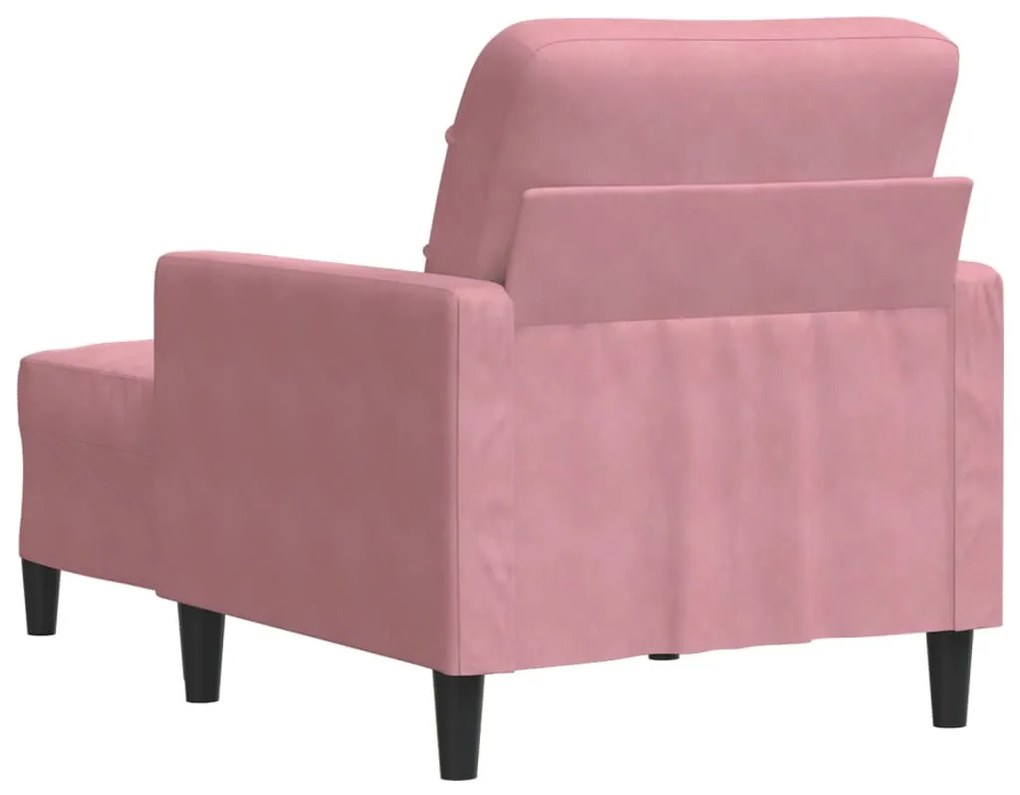 Poltrona com apoio de pés 60 cm veludo rosa