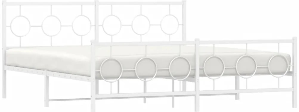 Estrutura de cama com cabeceira e pés 180x200 cm metal branco