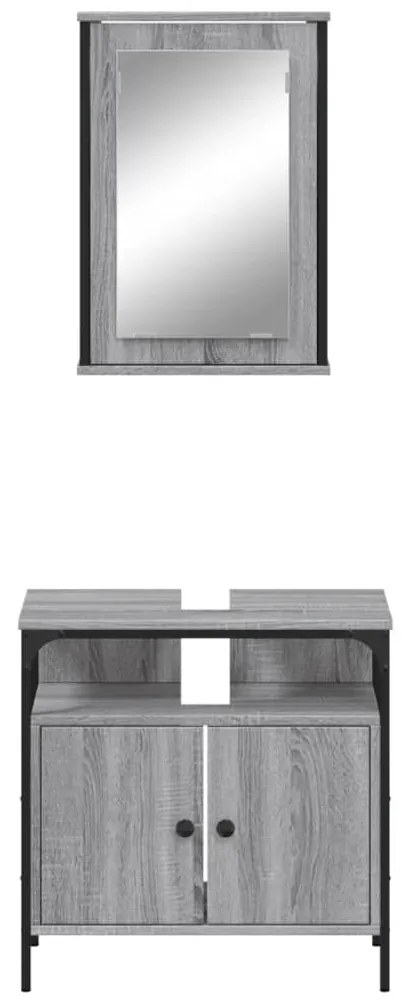 2 pcs conjunto móveis WC derivados de madeira sonoma cinza