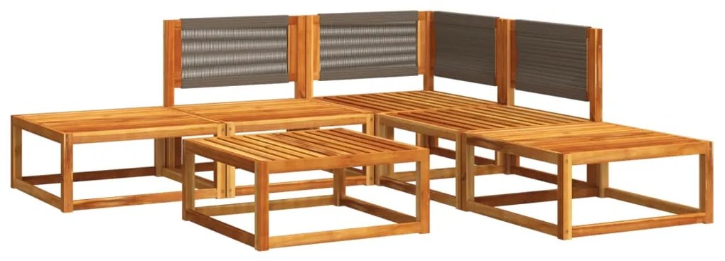 6 pcs conjunto de sofás de jardim com almofadões acácia maciça