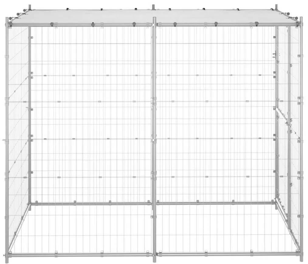 Canil de exterior com telhado 110x220x180 cm aço galvanizado