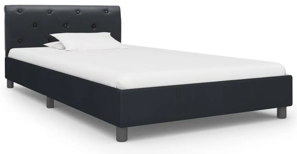 Estrutura de cama 90x200 cm couro artificial preto