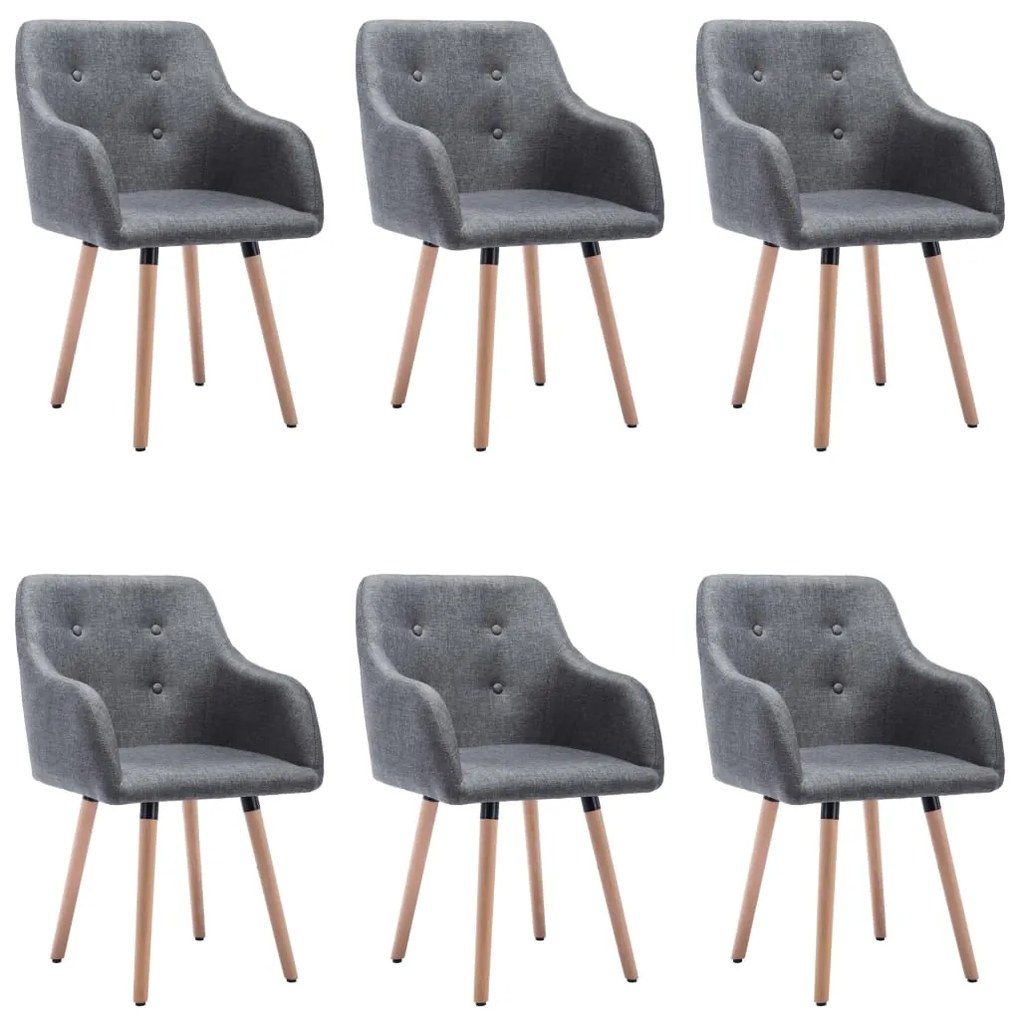 vidaXL Cadeiras de jantar 6 pcs tecido cinzento-escuro