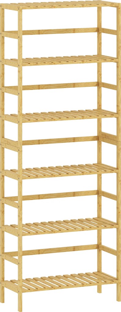 HOMCOM Estante de Bambu de 6 Níveis Prateleiras Ajustáveis para Espaços Pequenos Casa de Banho  Cozinha 60x26x161 cm Madeira | Aosom Portugal