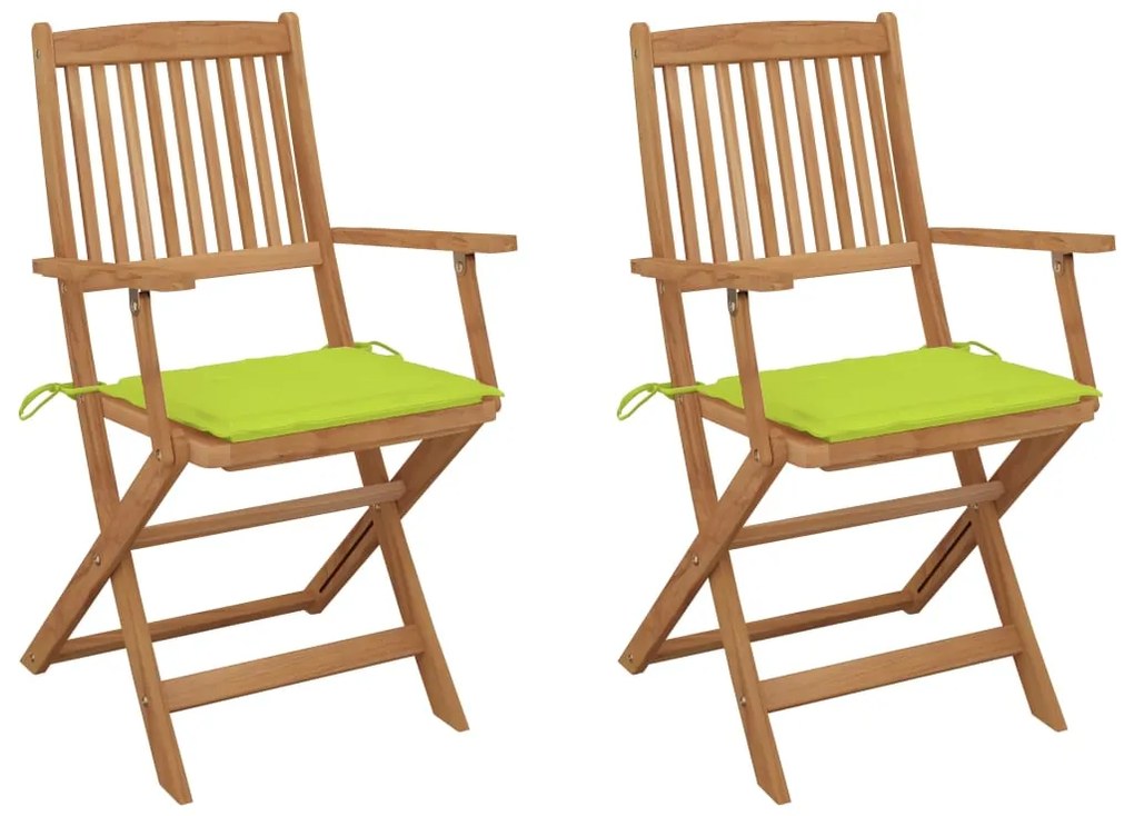 vidaXL Cadeiras de jardim dobráveis c/ almofadões 2 pcs acácia maciça