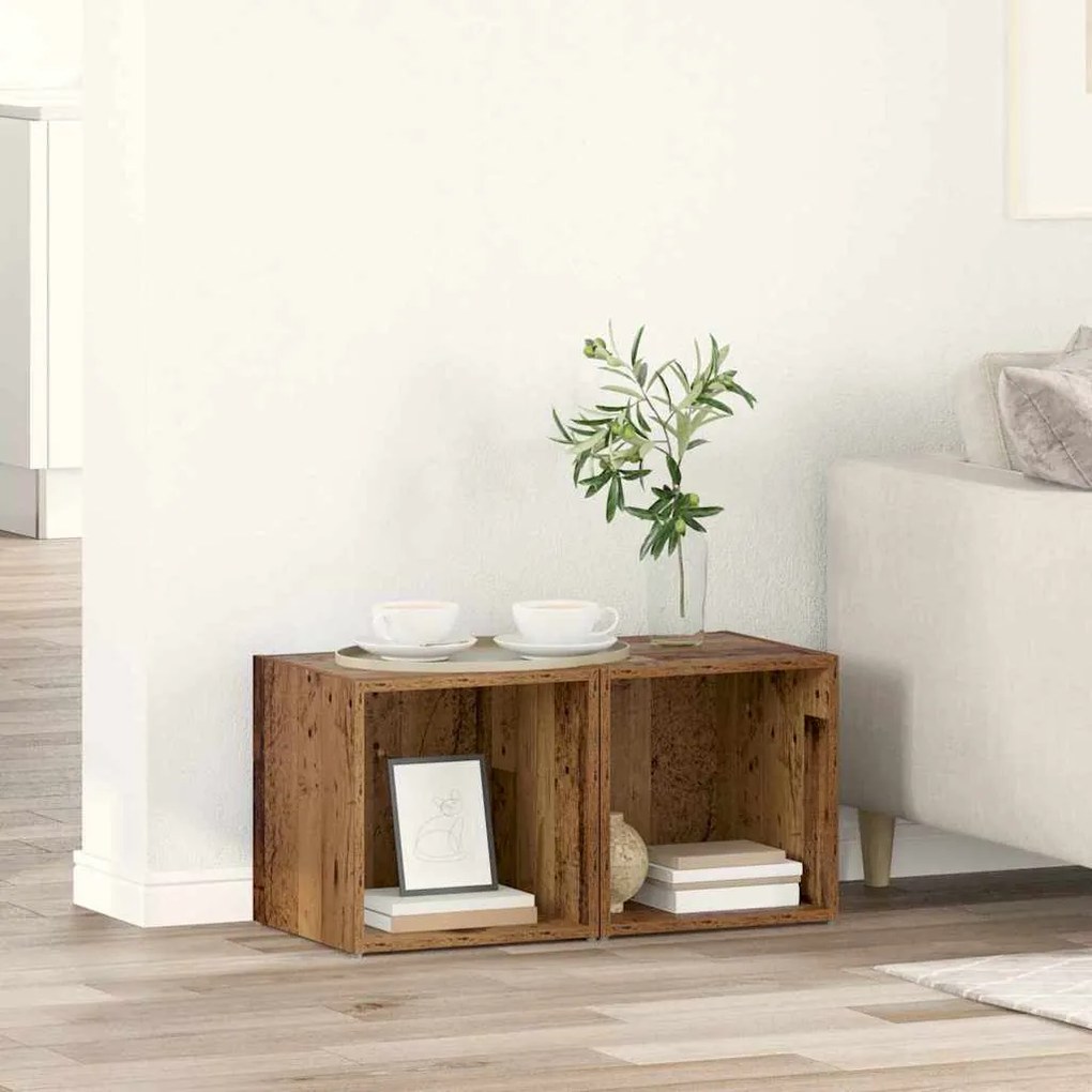 vidaXL Conjunto de móvel de TV 2 pcs Madeira Antiga 37 x 35 x 37,5 cm
