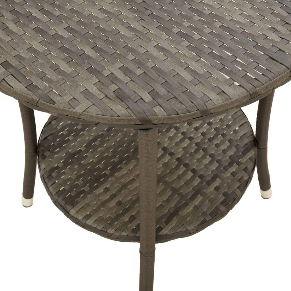 Cadeiras jardim reclináveis 2 pcs com mesa vime PE cinzento