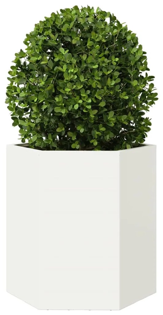 Vaso/floreira de jardim hexagonal 46x40x45 cm aço branco