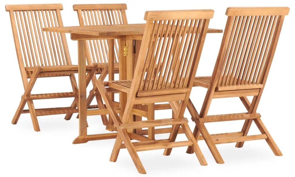 vidaXL 5 pcs conjunto jantar dobrável p/ exterior madeira teca maciça