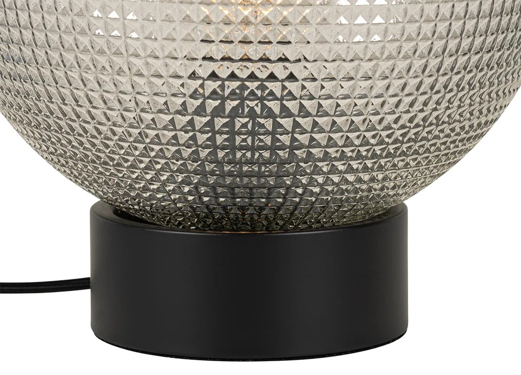 Candeeiro de mesa design preto com vidro fumê - Chico