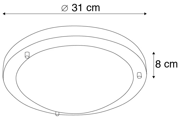 LED Candeeiro de tecto inteligente 31cm aço lâmpada-WiFi A60 IP44 - YUMA Moderno