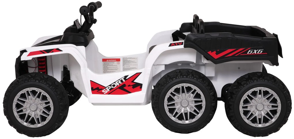 Moto 4 elétrica para crianças 12V 4x4 Sport TX ATV, Rodas Espuma EVA, assento couro ecológico Branca