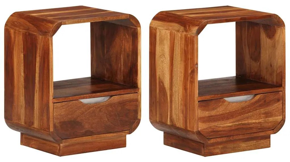 Mesa cabeceira gaveta 2 pcs madeira acácia maciça 40x30x50 cm