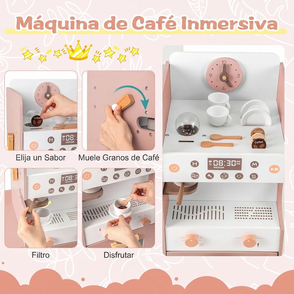 Supermercado de Brinquedo, 95 x 61 x 83 cm, Máquina de Venda Automática Interativa, Rosa