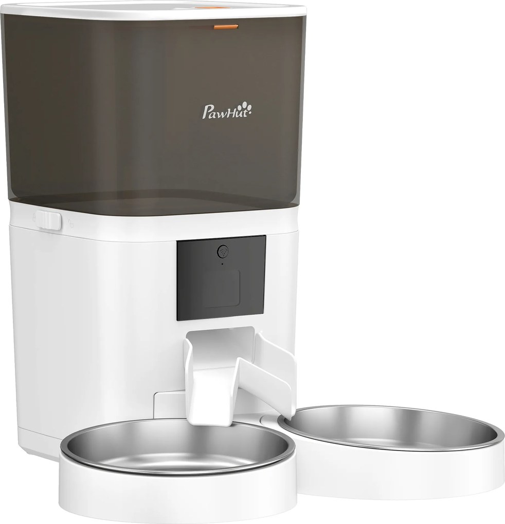 PawHut Comedouro Automático 6L WiFi 2,4G com Controlo App 2 Taças Programável 1-10 Refeições Gravador de Voz 10s | Aosom Portugal