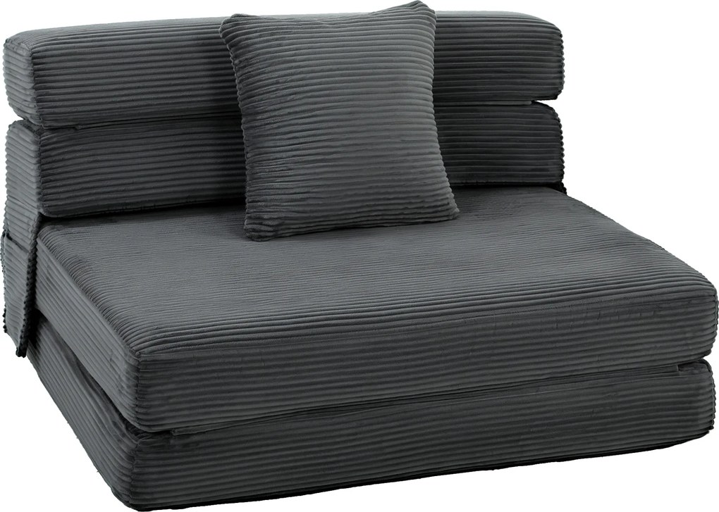 HOMCOM Cadeira de chão 2-in-1 Boneless Cloud, sofá de cotelê dobrável com acolchoamento espesso &amp; almofada lombar, Cinza escuro | Aosom Portugal