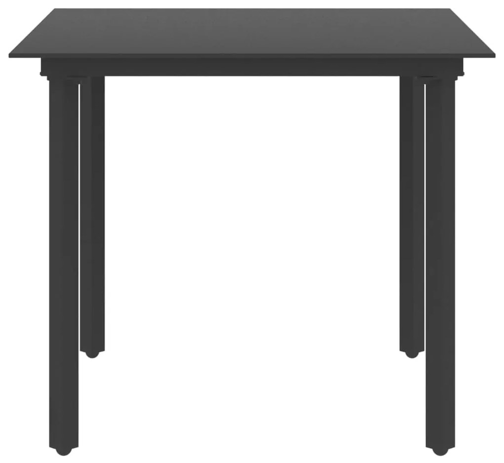 3 pcs conjunto de jantar para jardim vime de PVC preto