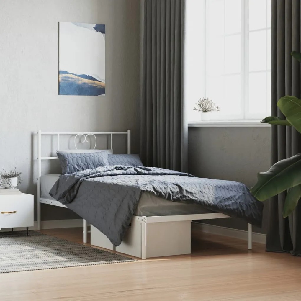 Estrutura de cama com cabeceira 90x190 cm metal branco