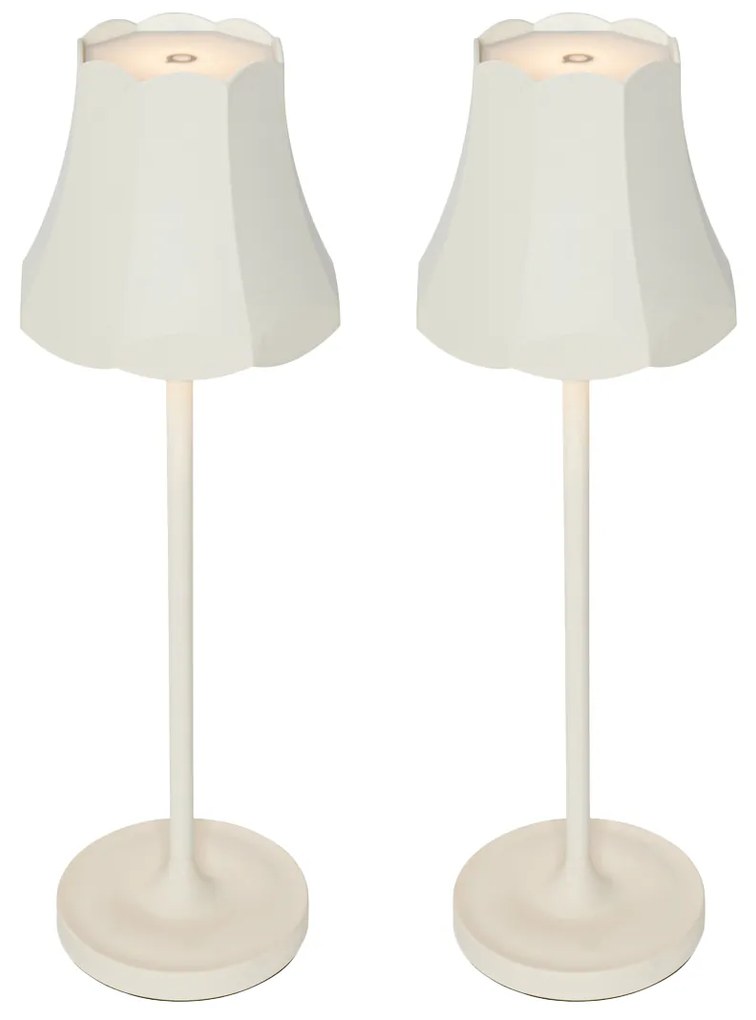 LED Conjunto de 2 Candeeiros de Mesa Retro Branco-Queimado Recarregáveis IP44 - Granny Retro