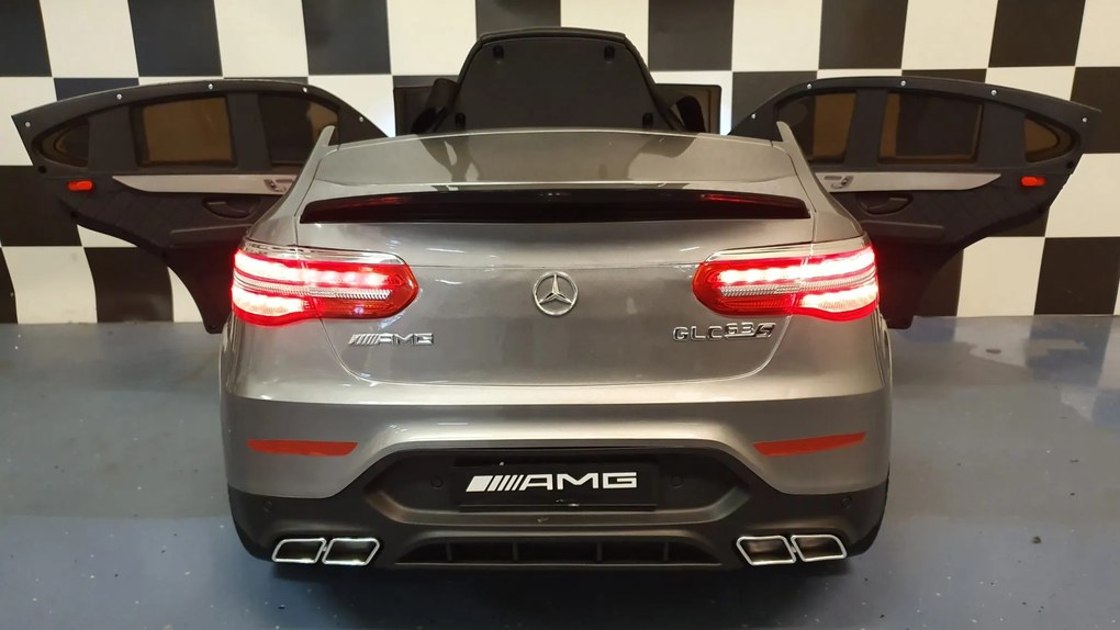Carro elétrico infantil Mercedes GLC 12V, Pneus Borracha, Assento em pele, 1 pessoa cinzento metalico