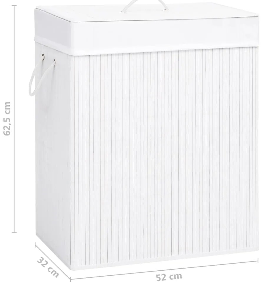 Cesto para roupa suja c/ 2 secções 100 L bambu branco
