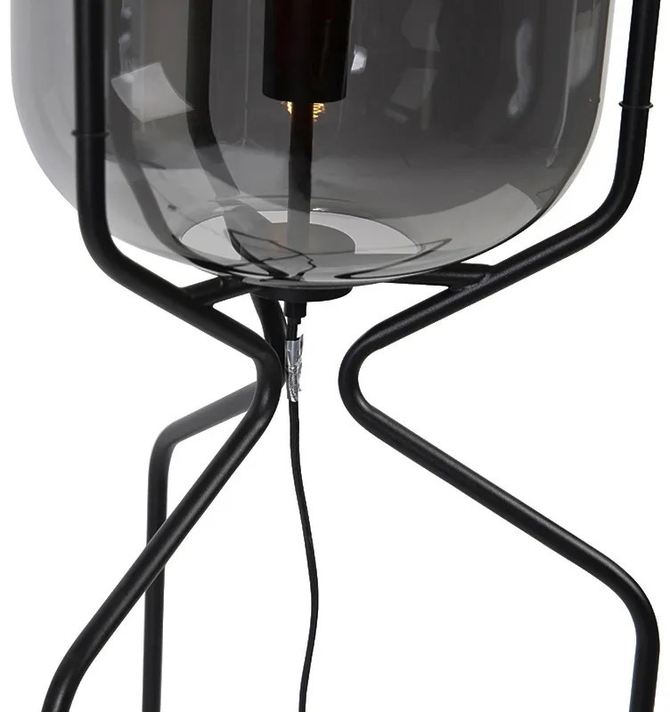 LED Candeeiro de pé inteligente preto com Wi-Fi A60 vidro fumê - Bliss Design