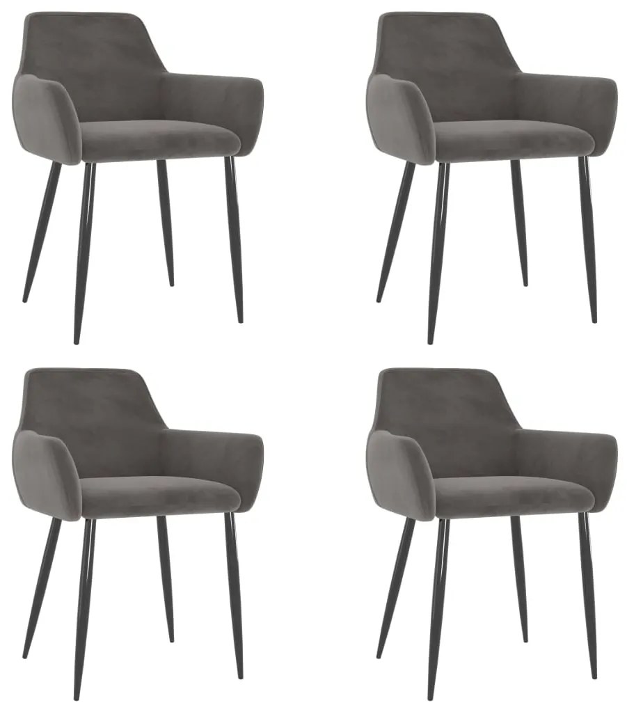 vidaXL Cadeiras de jantar 4 pcs veludo cinzento-escuro