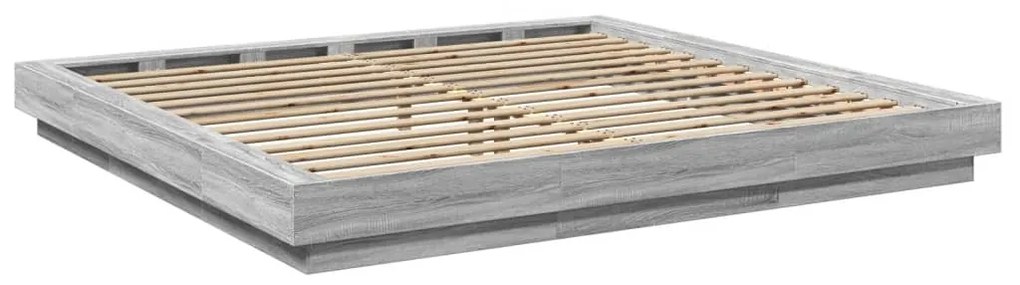 Estrutura de cama 200x200 cm derivados madeira cinzento sonoma