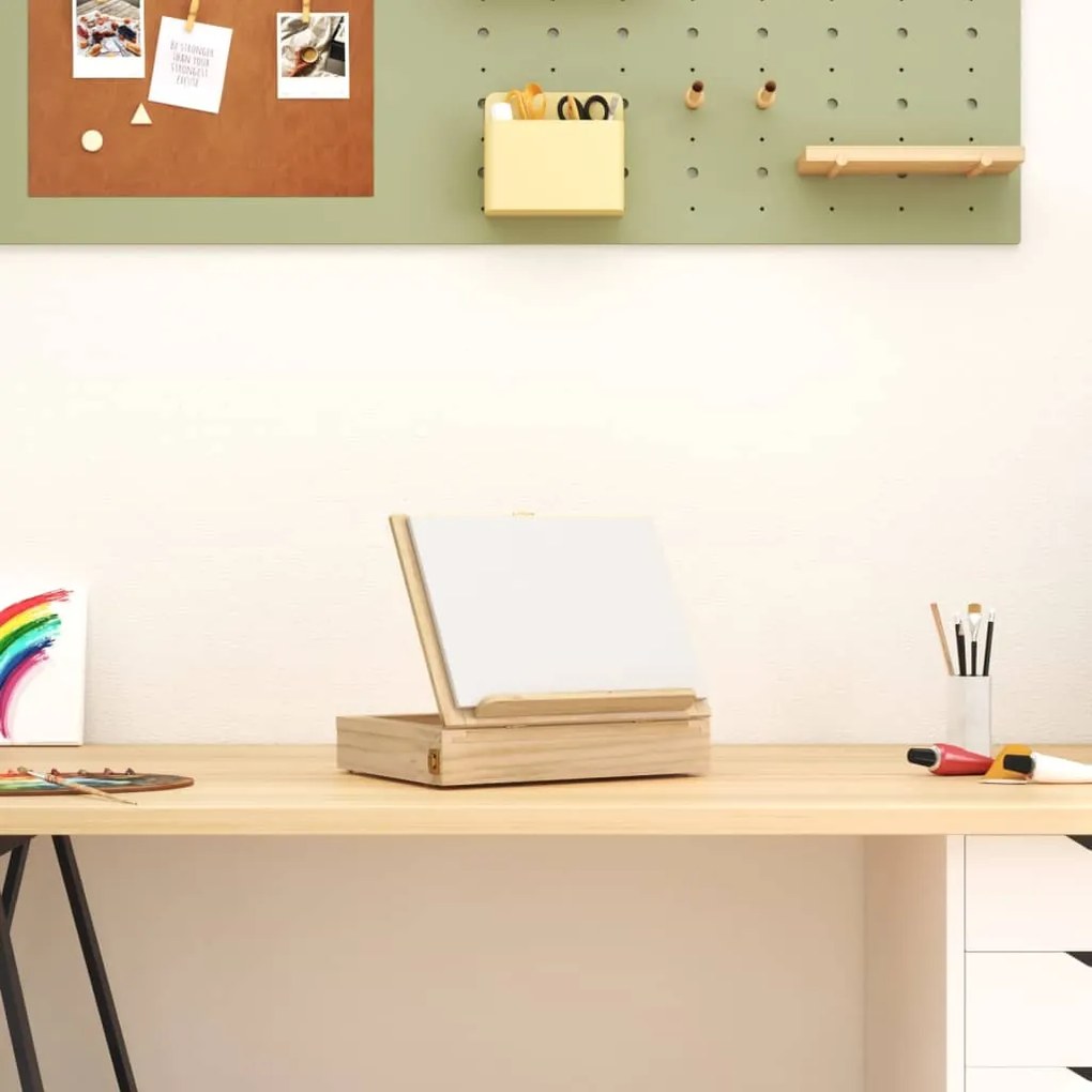 vidaXL Cavalete de mesa com gaveta 33,5x25,5x7 cm pinho maciço