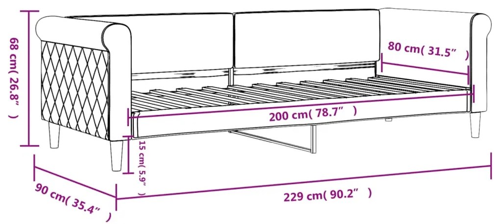 Sofá-cama 80x200 cm veludo rosa