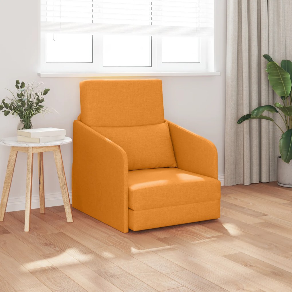 vidaXL Sofá Cama de Chão 2 em 1 Amarelo Escuro 65x80x83 cm Tecido