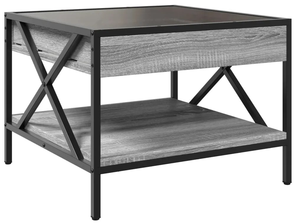 Mesa de centro luzes LED Infinity 50x50x38 cm cinzento sonoma