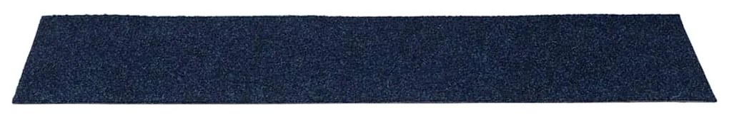 Tapetes de escada adesivos retangulares 15 pcs 76x20 cm azul