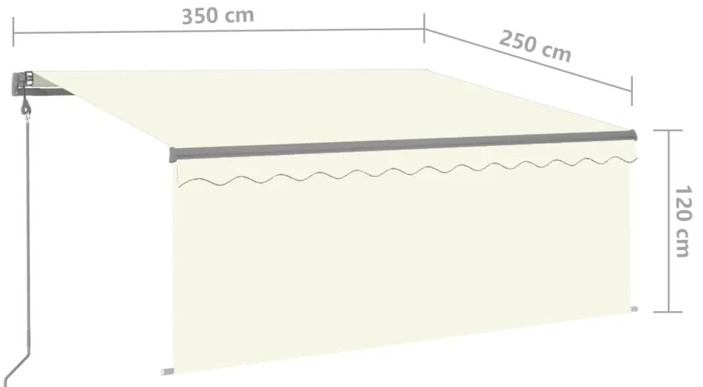 Toldo retrátil automático com estore 3,5x2,5 m cor creme