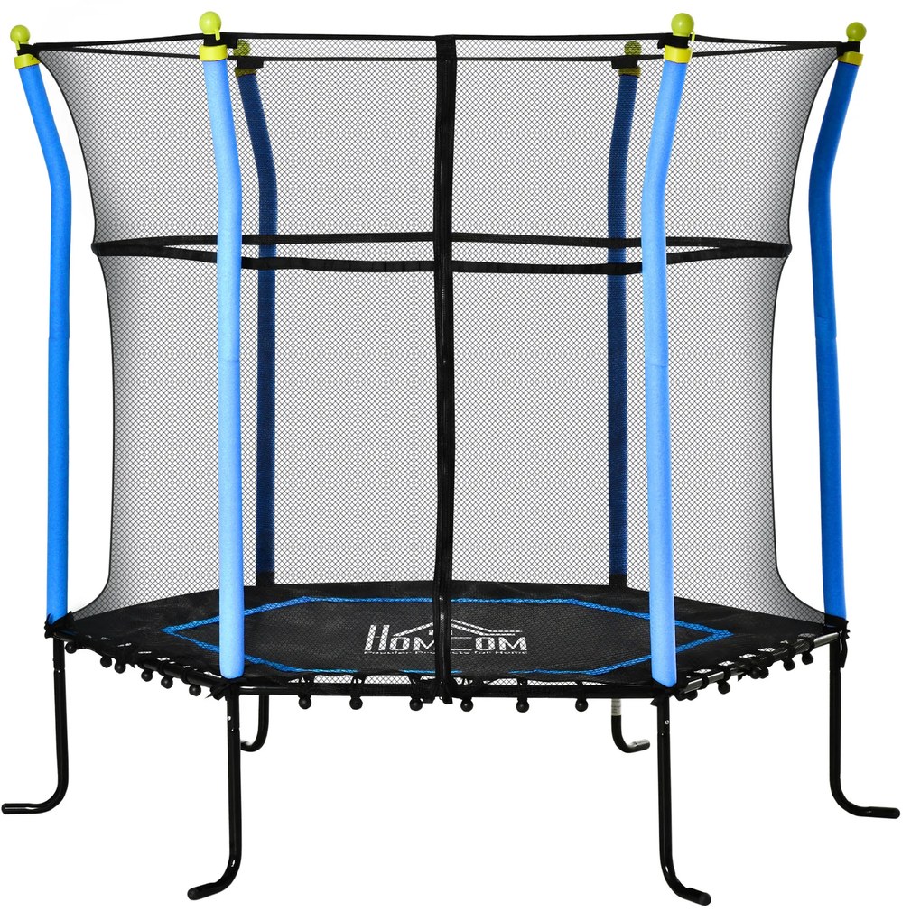 HOMCOM Trampolim para Crianças acima de 3 Anos Cama Elástica Infantil com Rede de Segurança e Estrutura de Aço para Interiores e Exteriores Carga 50kg Ø161x163 cm Azul