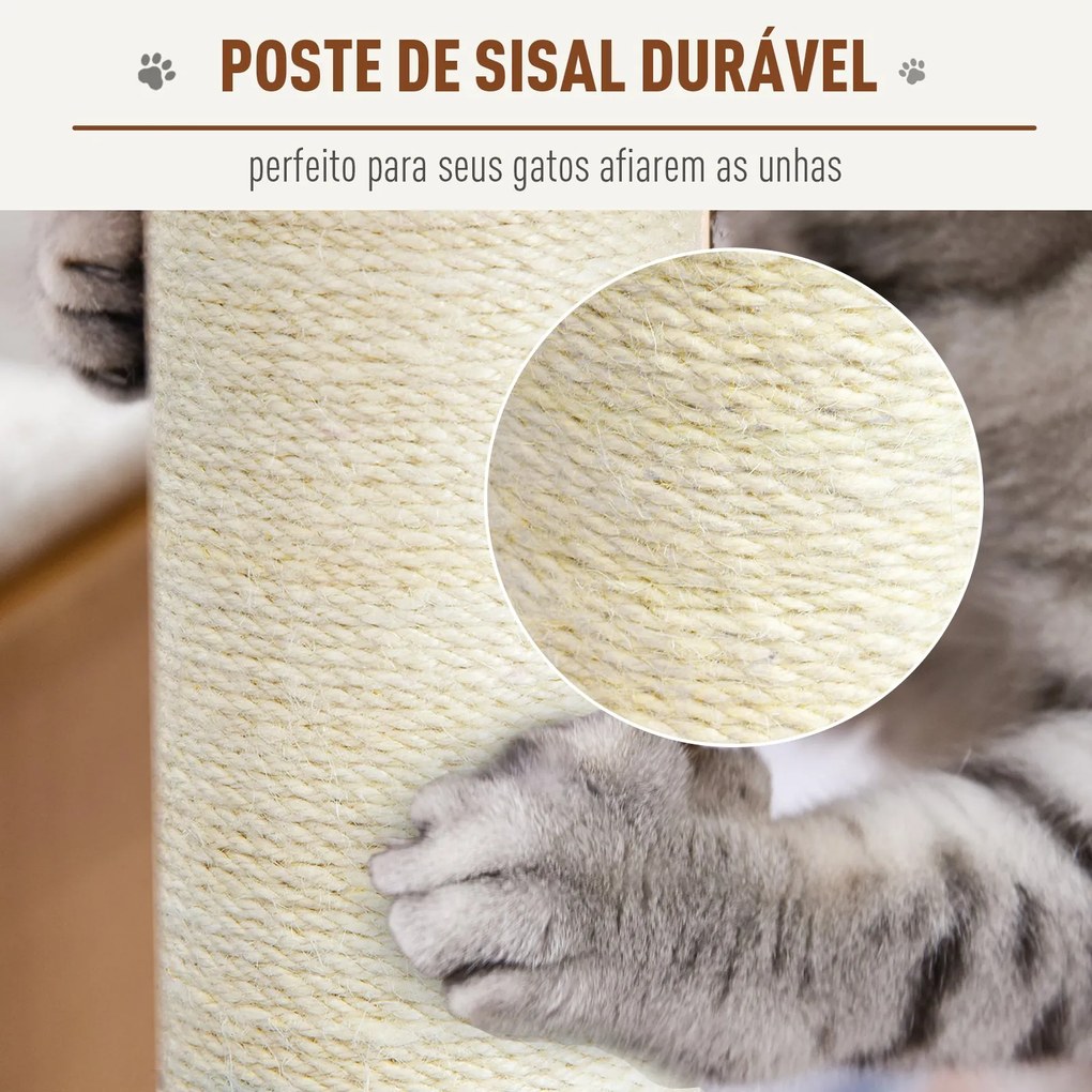 PawHut Árvore para Gatos Raspador com Plataforma Casinha Escada Veludo