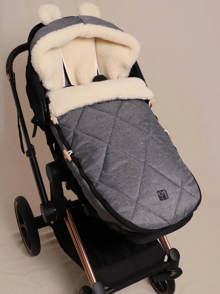 Capa para carrinho de bebé, XL EARS WOOL, KAISER cinzento
