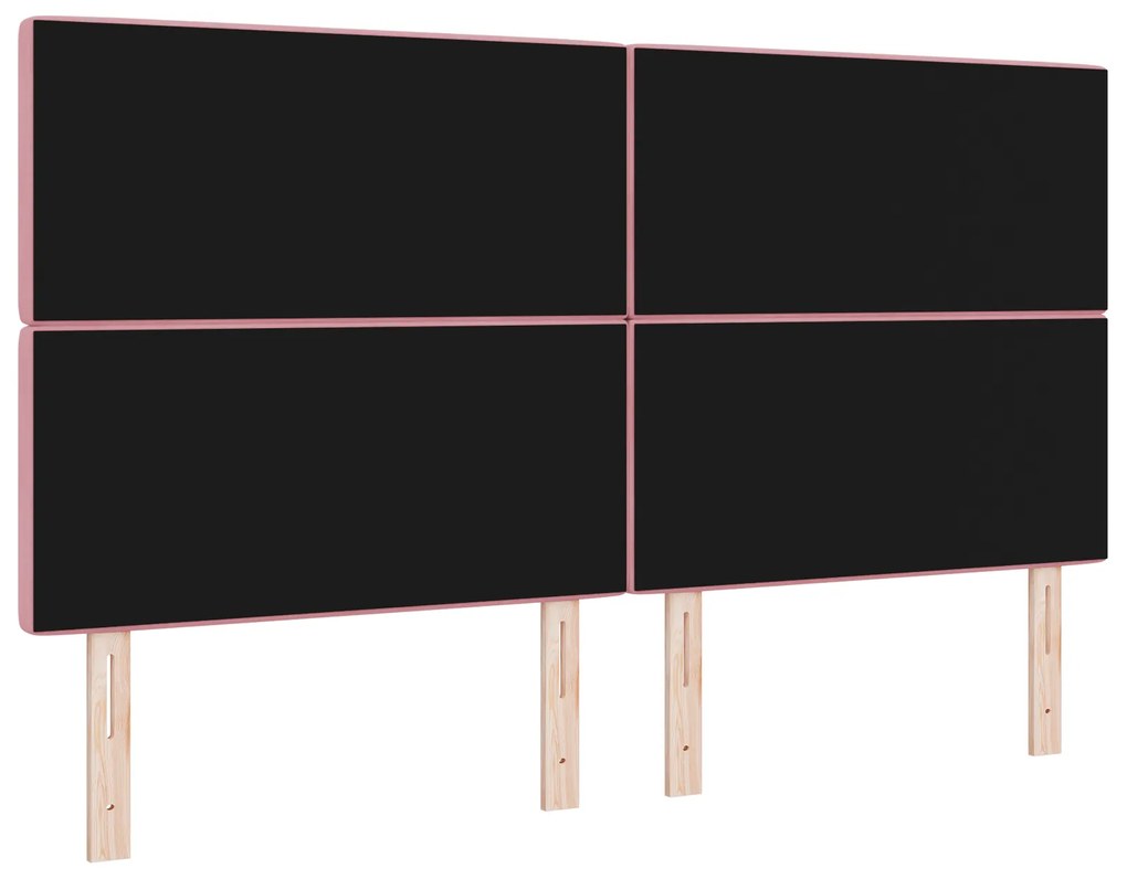 Cabeceira com Botão de Cristal Tufted Rosa 180 cm de Veludo