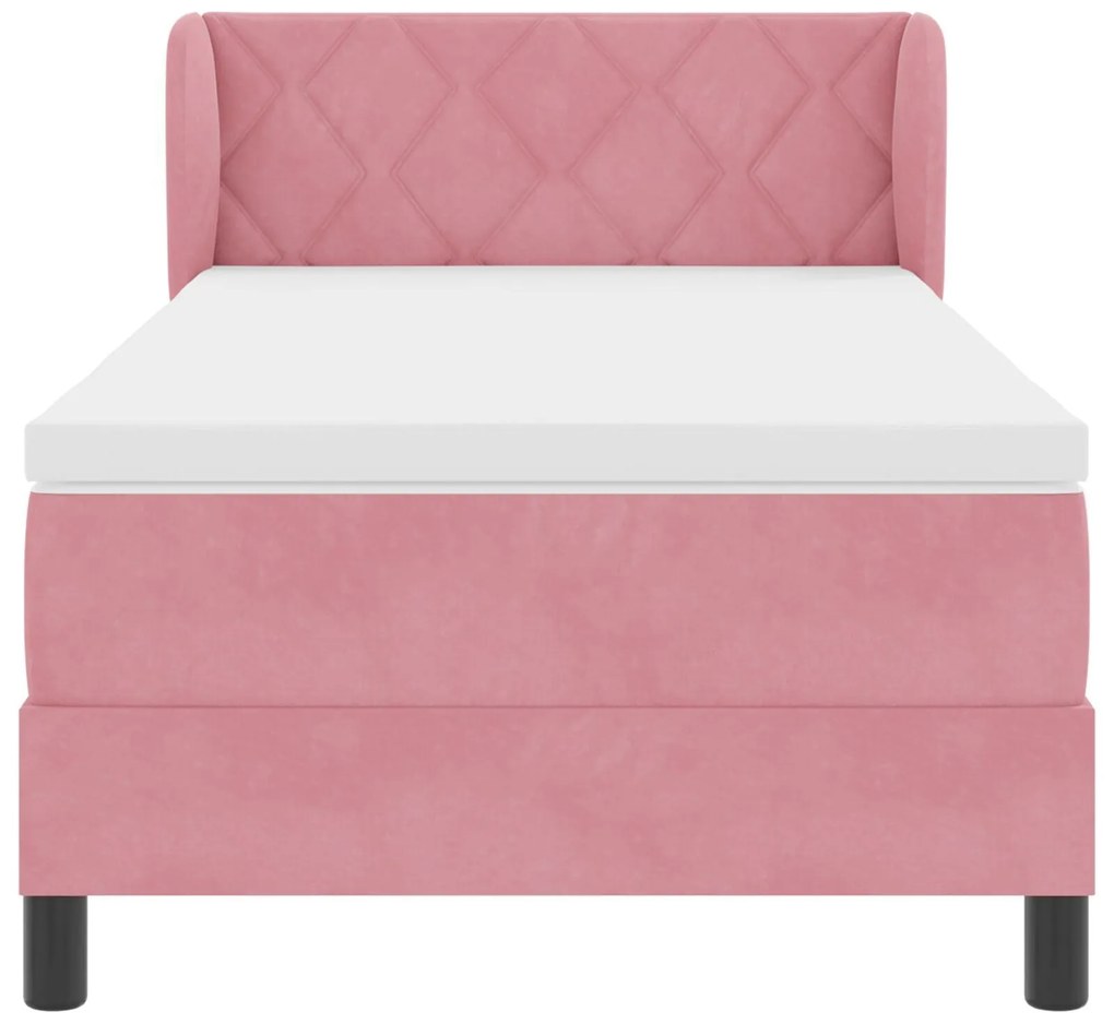 Cama Box com Colchão vidaXL Rosa 90x190 cm em Veludo