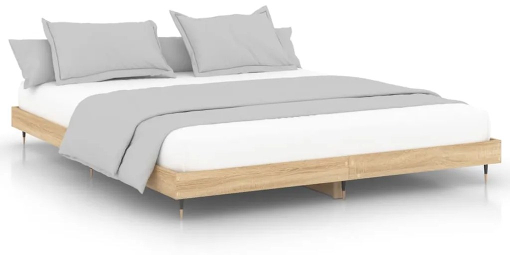Estrutura de cama 160x200 cm derivados madeira carvalho sonoma