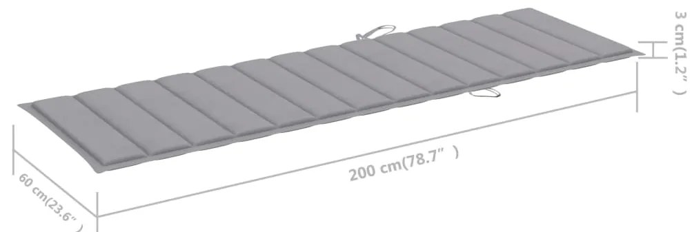 Espreguiçadeira de jardim com mesa e almofadão acácia maciça