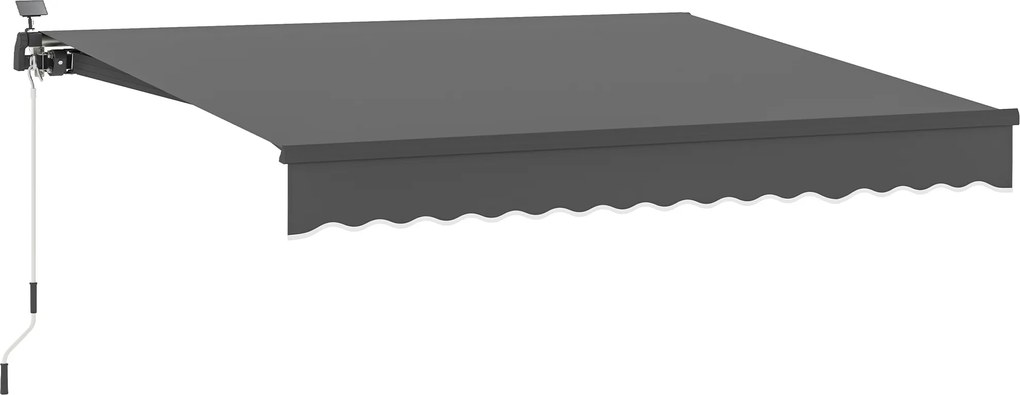Outsunny Toldo de fixação com manivela Toldo com luzes solares Toldo de braço articulado Proteção solar UV 50+ 400 cm de largura Cinza | Aosom Portugal