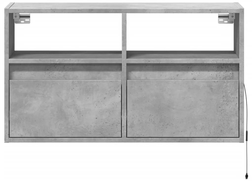 Móvel de parede p/ TV c/ luzes LED 80x31x45 cm cinzento cimento