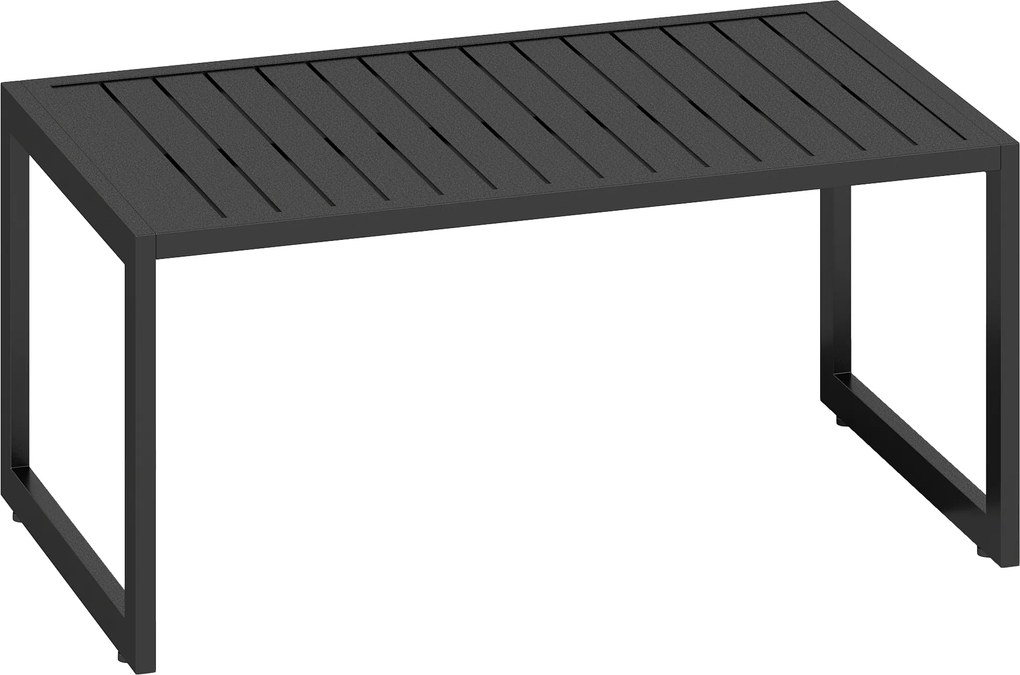 Outsunny Mesa de Apoio Exterior em Alumínio Ripado 90x50x42 cm Preto | Aosom Portugal