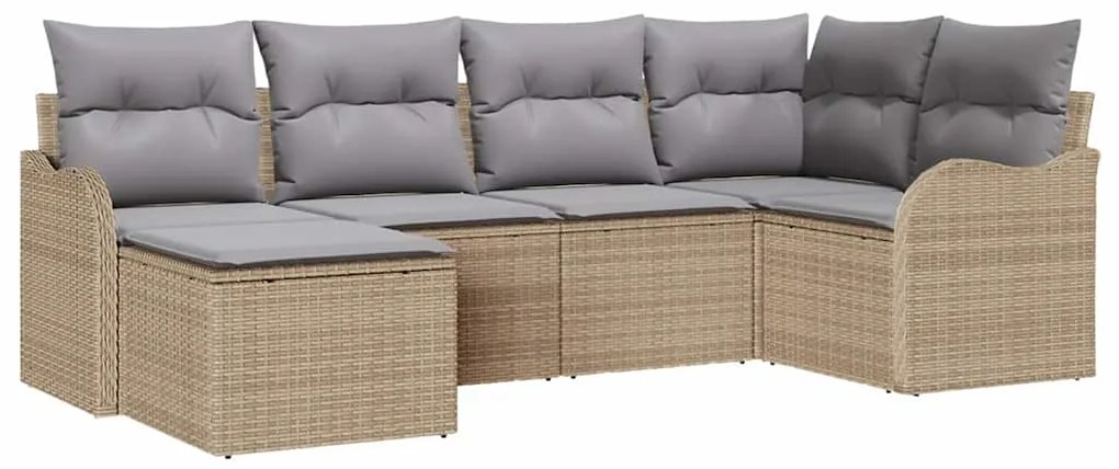 Conjunto de Sofá de Jardim vidaXL 6 Peças com Almofadas Bege Vime Poli