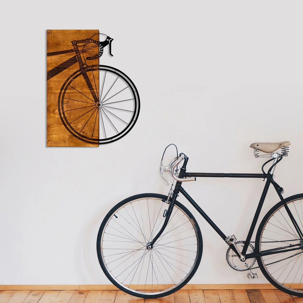 Acessório Decorativo de Parede Bisiklet – Nogueira e Preto – 45 x 58 c