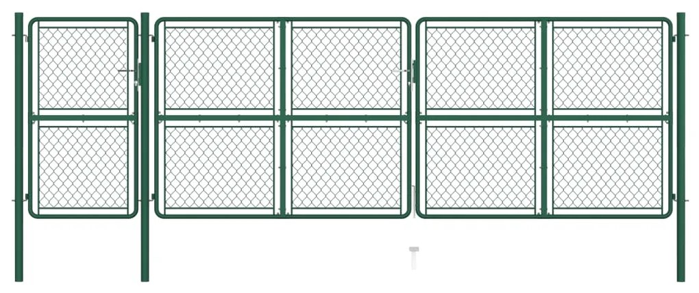 vidaXL Portão de jardim 150x495 cm aço verde