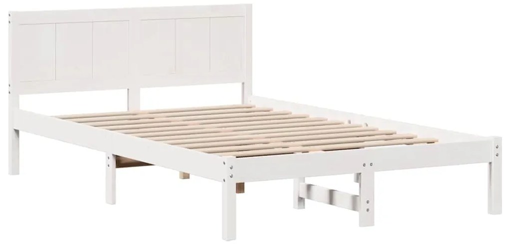 Estrutura de Cama de Madeira de Pinho Branca Madeira de Pinho Maciça