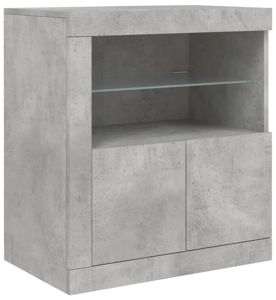 Aparador com luzes LED 283x37x67 cm cinzento cimento