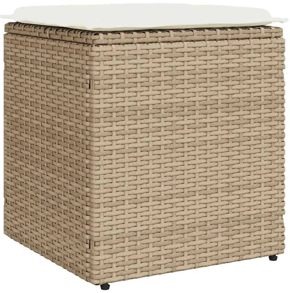 Bancos de jardim com almofadas 2 unid 40x40x43 cm vime PE bege